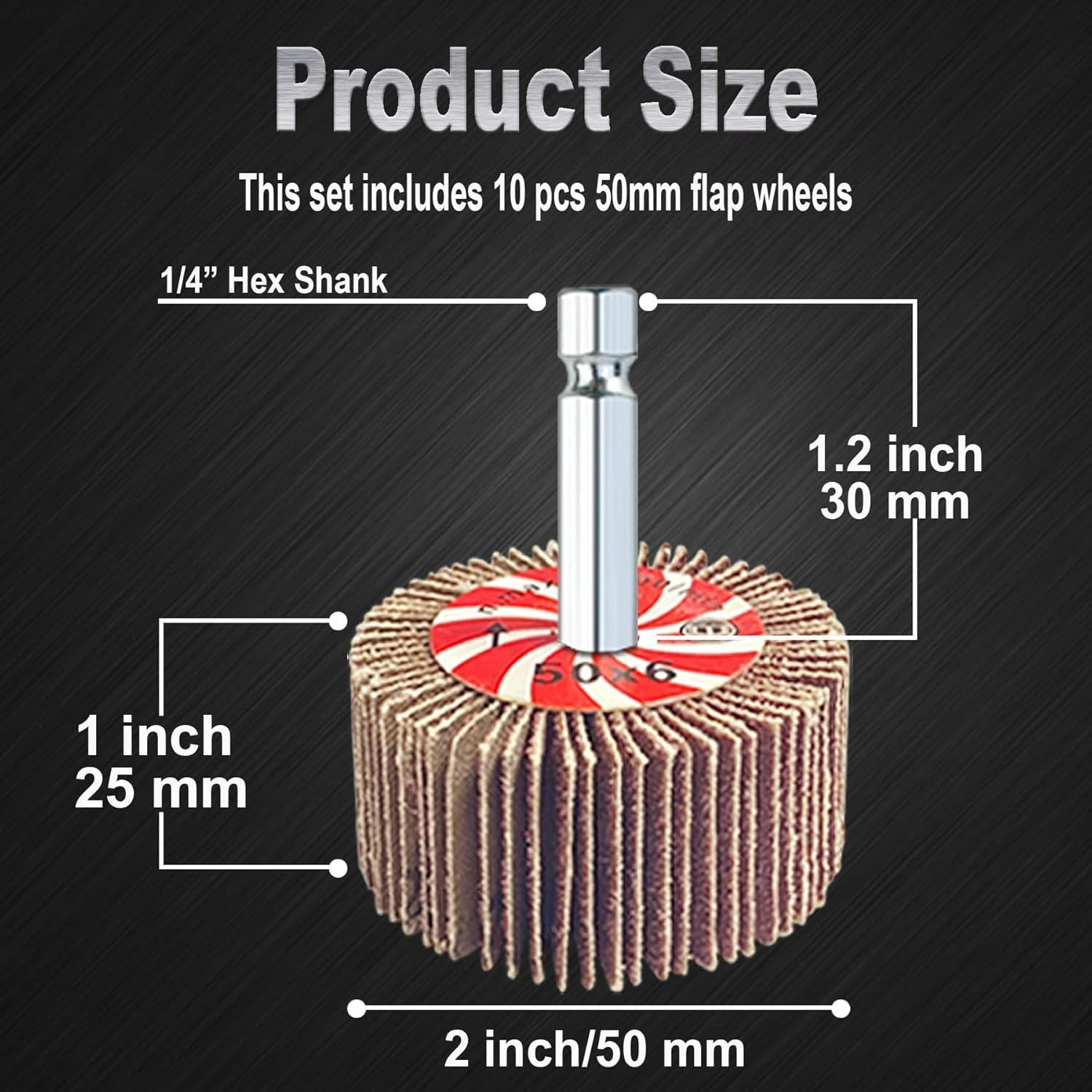 10 Pcs Flap Wheel Sander Set with 1/4 Inch Hex Shank, 80 Grits Sanding Wheels…