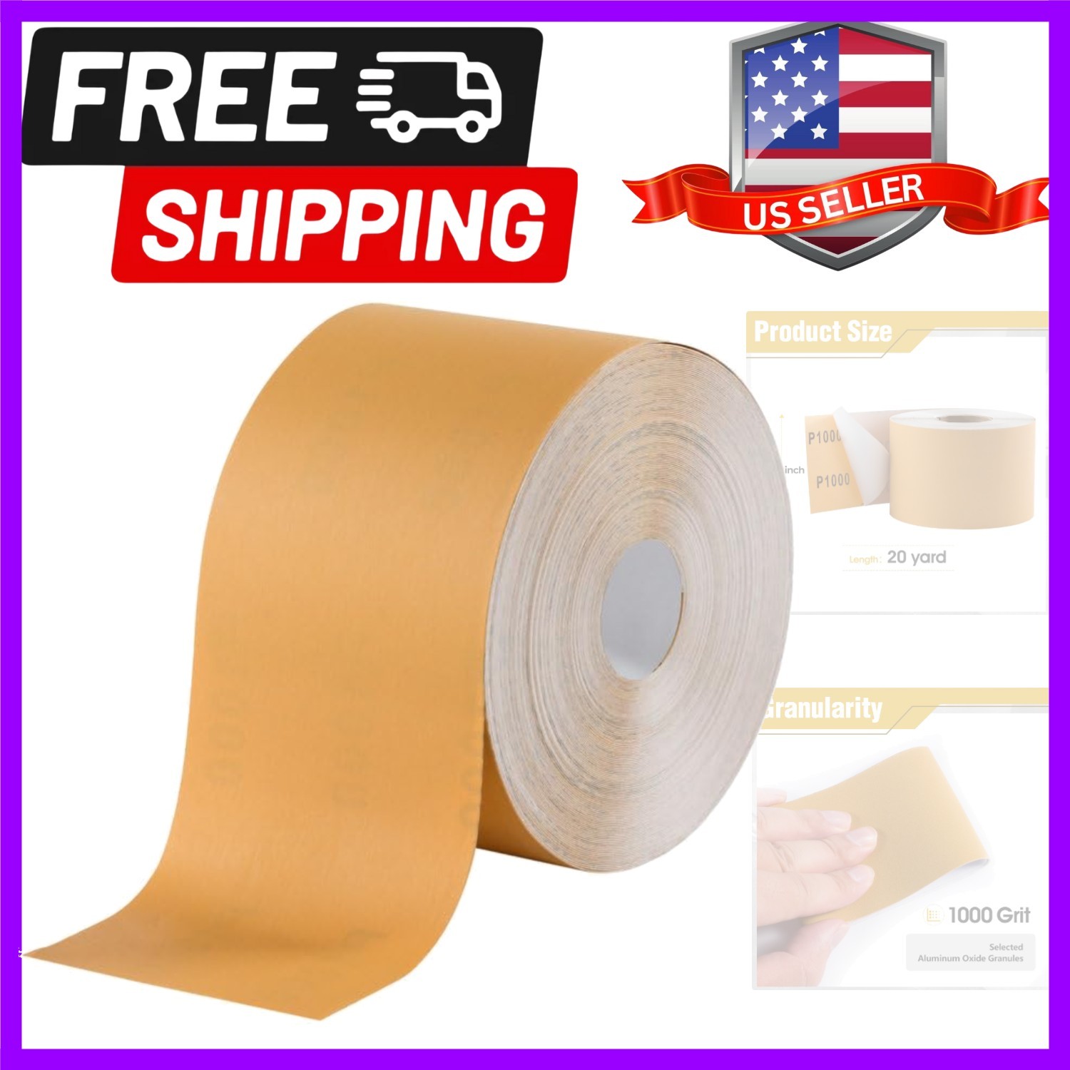 PSA Sandpaper Roll Longboard Sandpaper 1000-Grit 2-3/4in x 20 Yards Sandpaper…