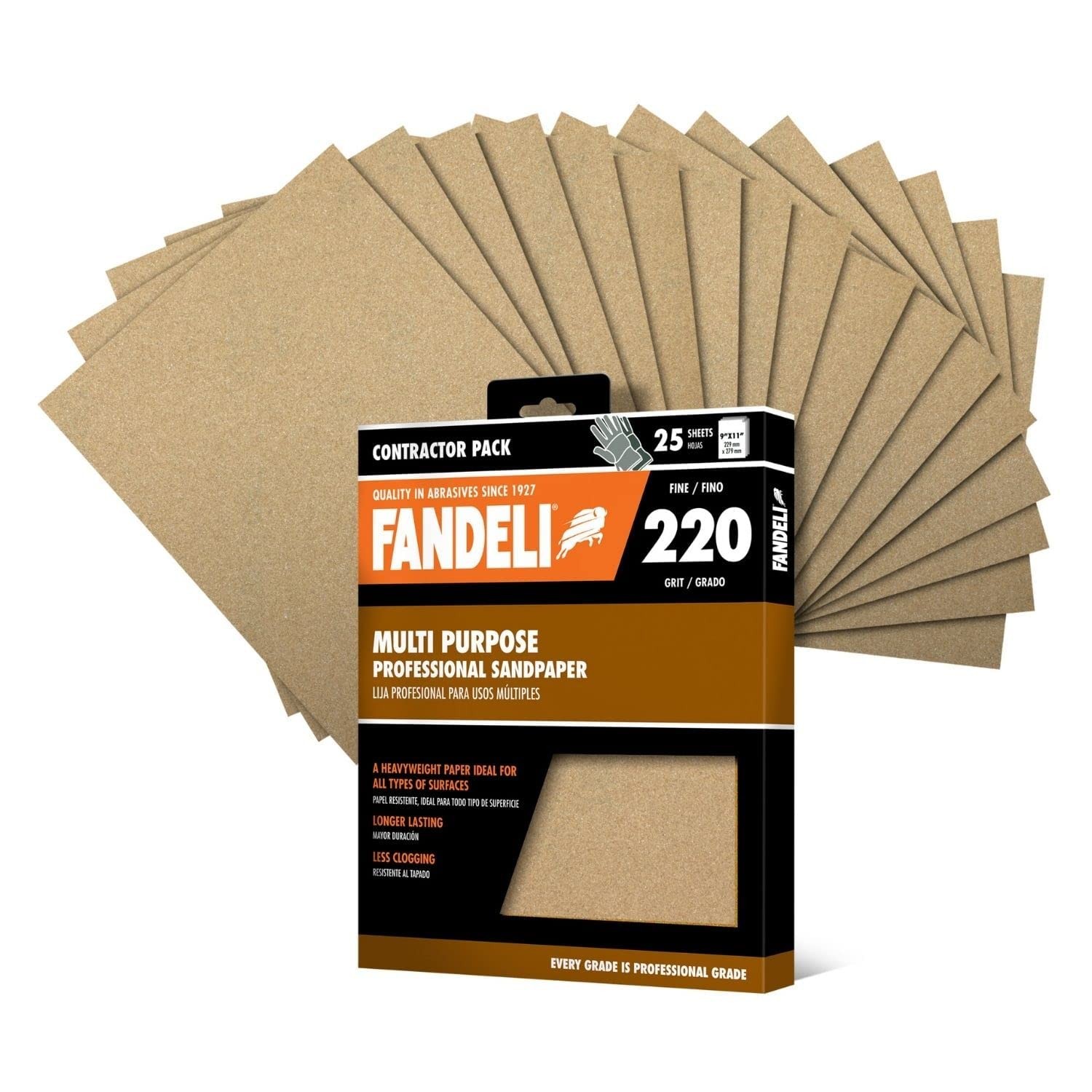 36027 220 Grit Multipurpose Sandpaper Sheets, 9″ x 11″, 25Sheet
