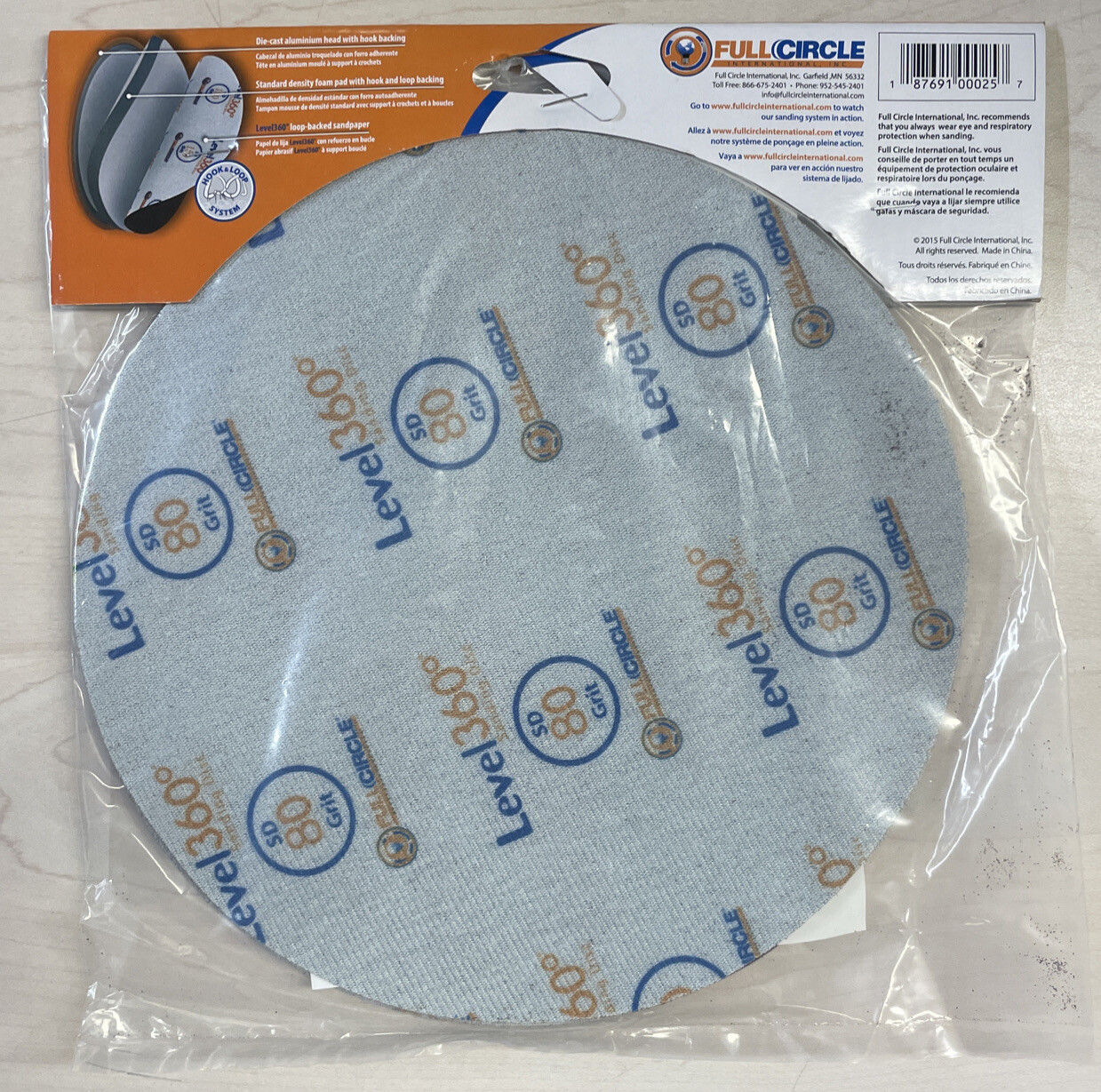 Sd80-5 Radius 360 8-3/4″ Sanding Disc 80 Grit – 5/Pk, by Full Circle Intl.