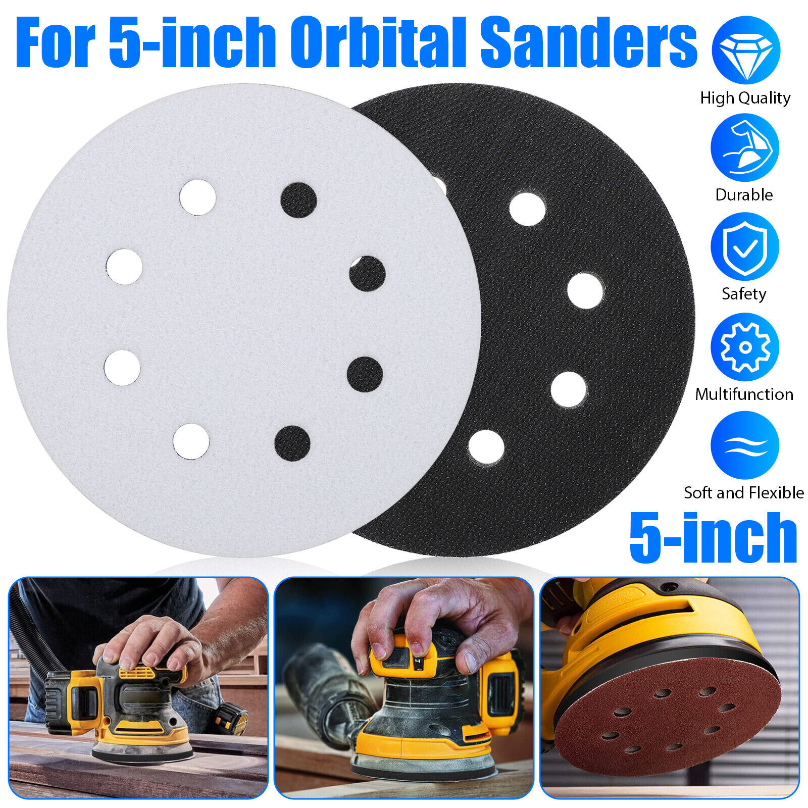 2PCS 5in Foam Cushion Orbital Sander Interface Buffer Pad Sander Buffer Pad