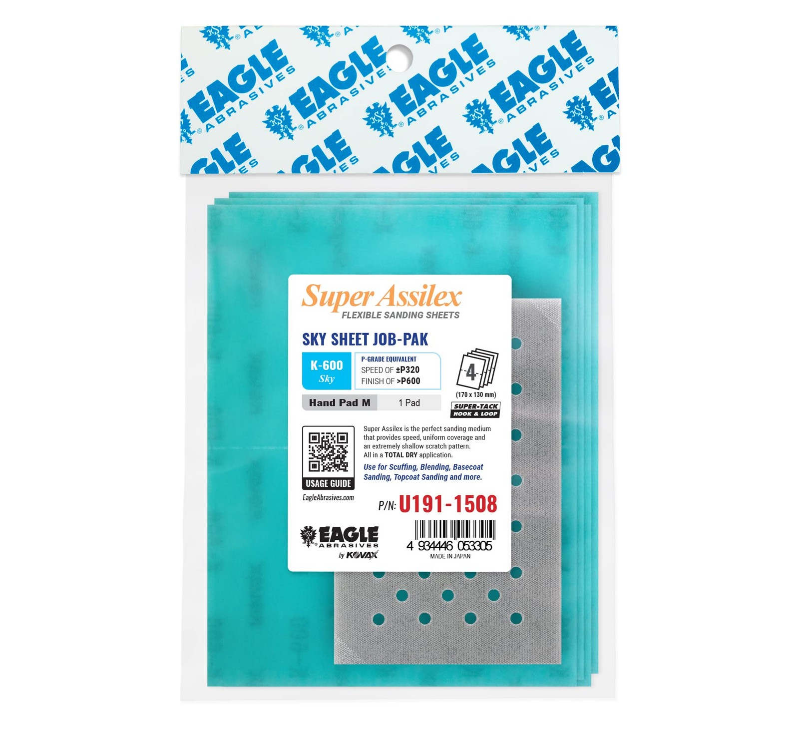 Super Assilex Flexible Sanding Sheets Job-PAK, Sky K-600, U191-1508, 4 Sheets…