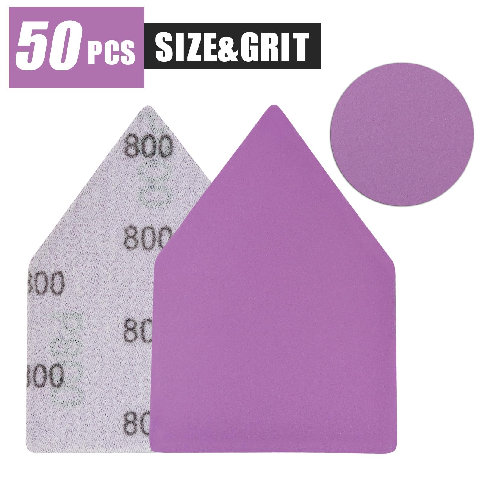 800 Grit Sandpaper 50PCS, 90mm x 65mm Triangle Sanding Sheets, Fits Milwaukee…