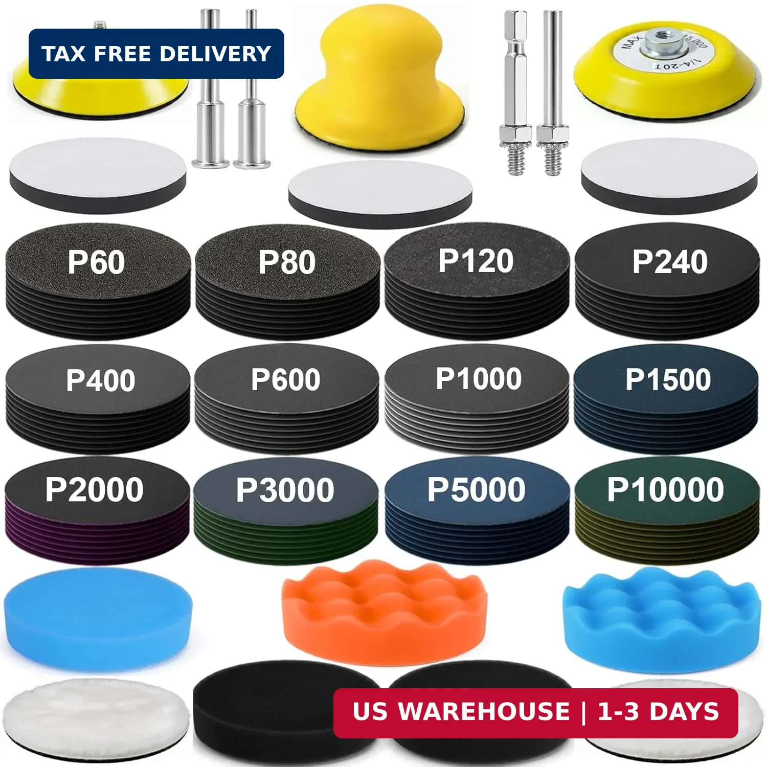 137Pcs 3 Inch Sanding Disc Polishing Kit, Headlight Restoration Kit, 60-10000 Gr