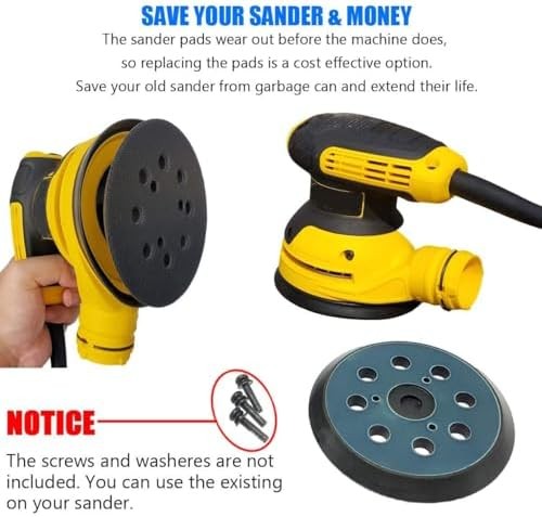 2 Pack Replacement Sander Pads for 5″ Dewalt Sander, 8-Hole Hook and Loop Sandin