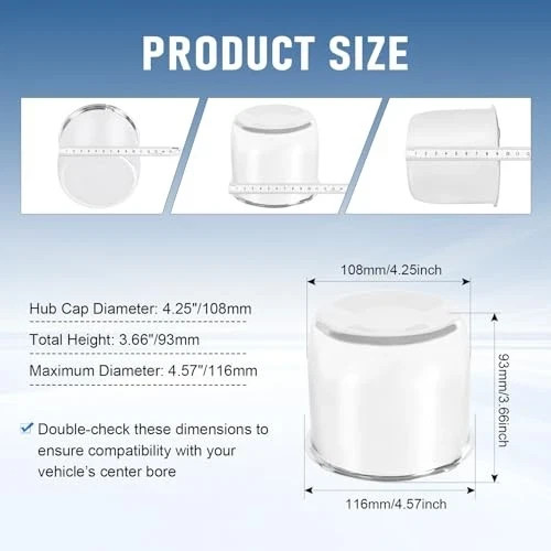 4PCS 4.25inch Trailer Wheel Center Caps Fit 4.25″ Center Hole, 3.66″ Height