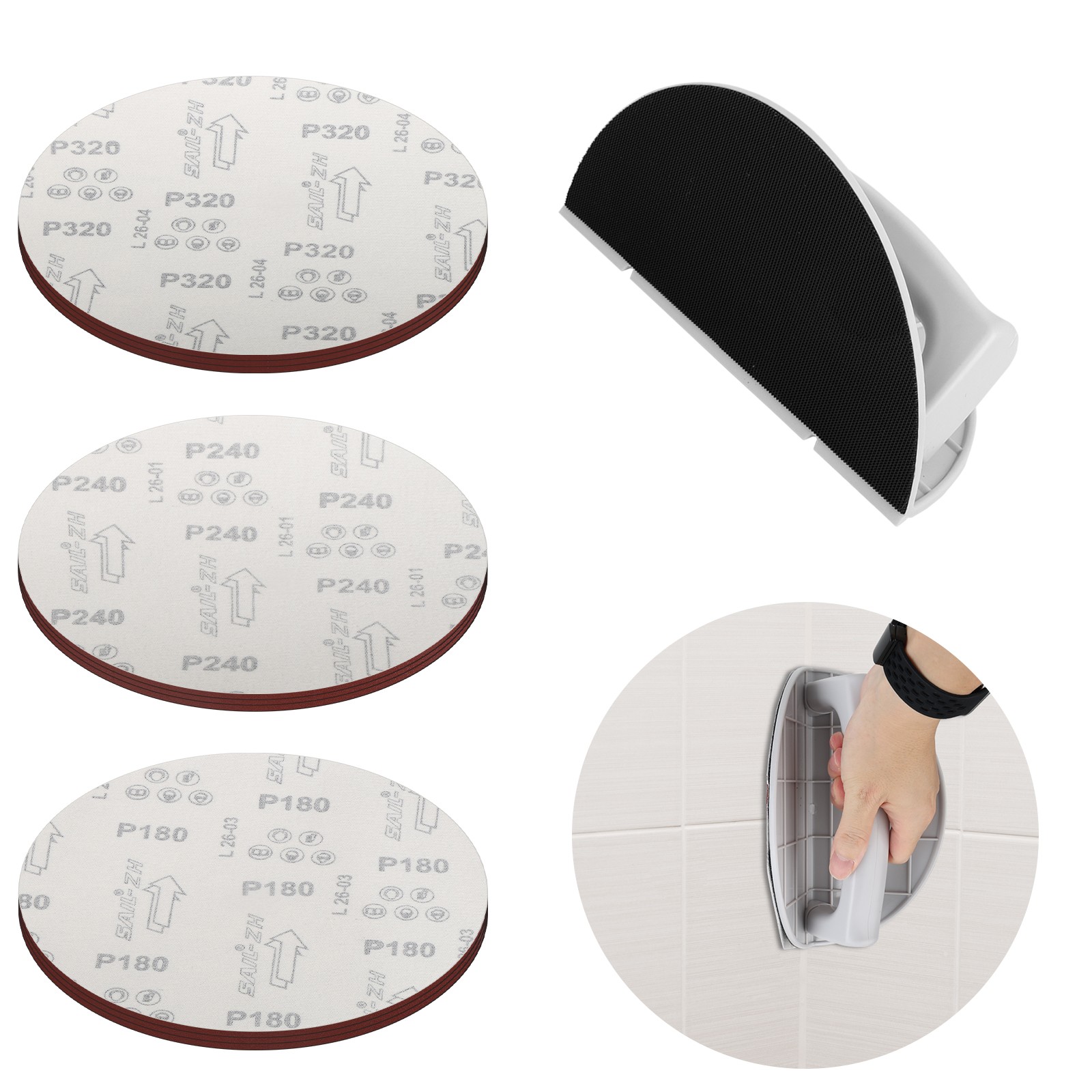 Drywall Sanding Tool Kit Corner Hand Sander + 12x 9″ Sanding Discs for Wall Wood