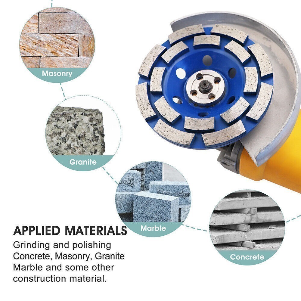 Diamond Double Row Grinding Wheel for Concrete Masonry Granite 4/4.5/5/7 in