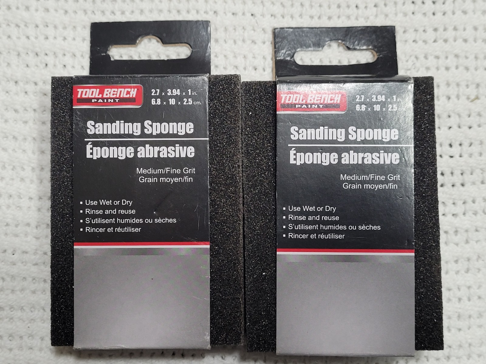 2 Pack SANDING SPONGE DRY & WET ABRASIVE MEDIUM/FINE GRIT 2.7″ x 3.9″ x 1″