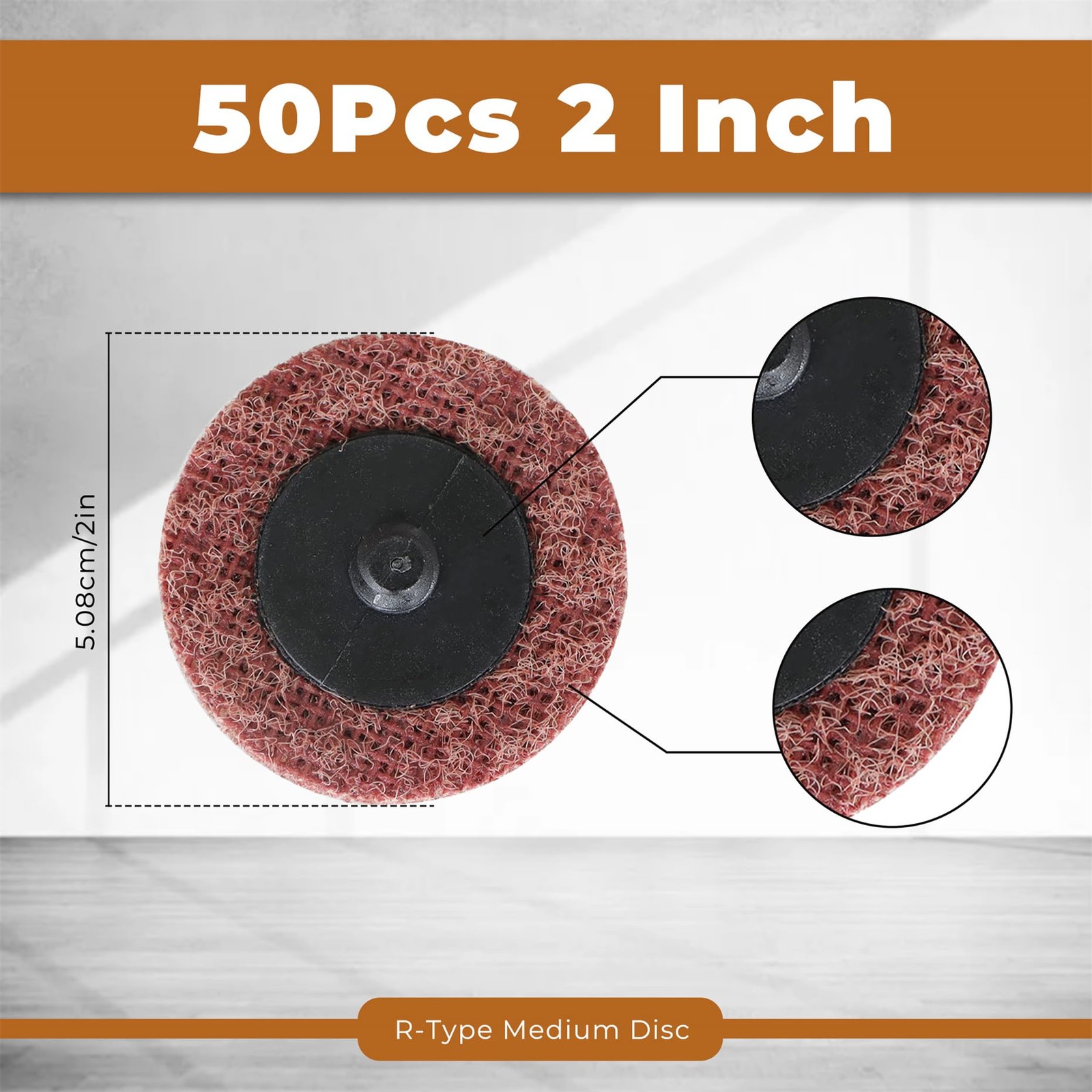 50Pcs 2 Inch Maroon Quick Change Surface Prep Conditioning Discs, R-Type Medi…