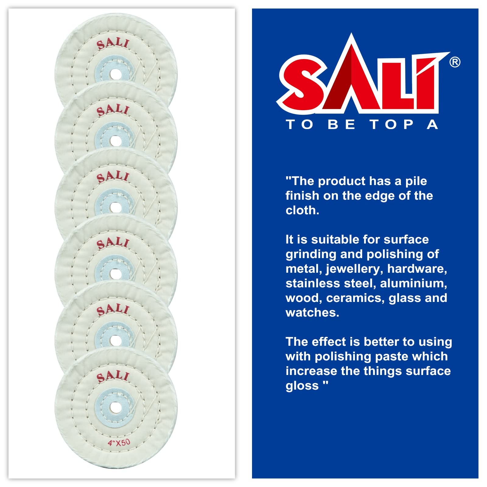 Cotton Buffing Polishing Wheel 4″ 50 Ply for Bench Grinder 1/2″ Arbor 6 Pack