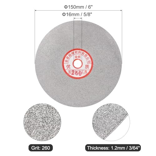 Diamond Sanding Grinding Disc, 6-Inch (150mm) 5/8″ Arbor Hole, Flat Grit 260