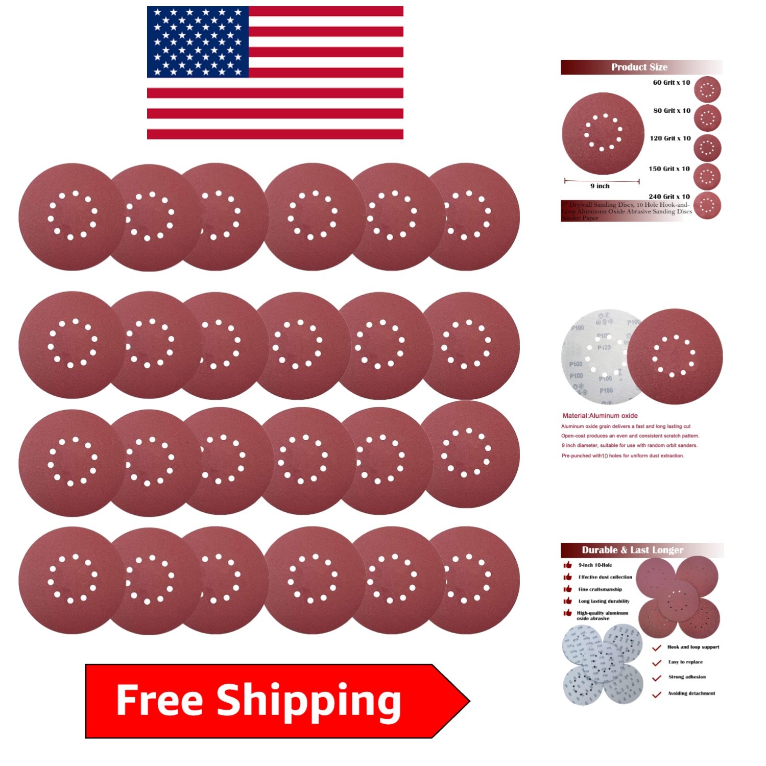 Ultimate 50-Piece 9-Inch Sanding Discs with Hook-and-Loop for Professional Use