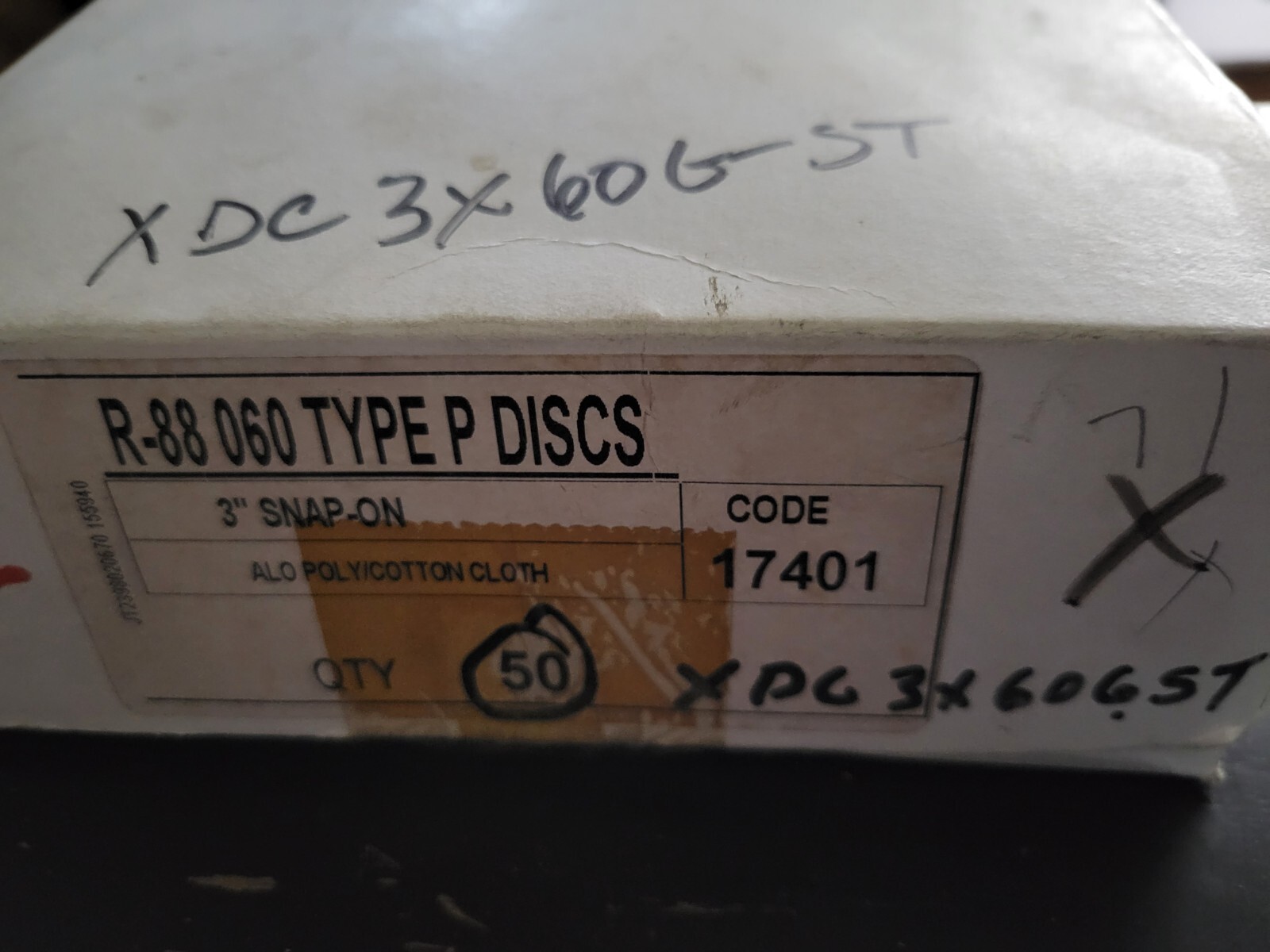 R-88 060 Type P Discs 3″ Snap-On ALO Poly/Cotton Cloth Box Of 50