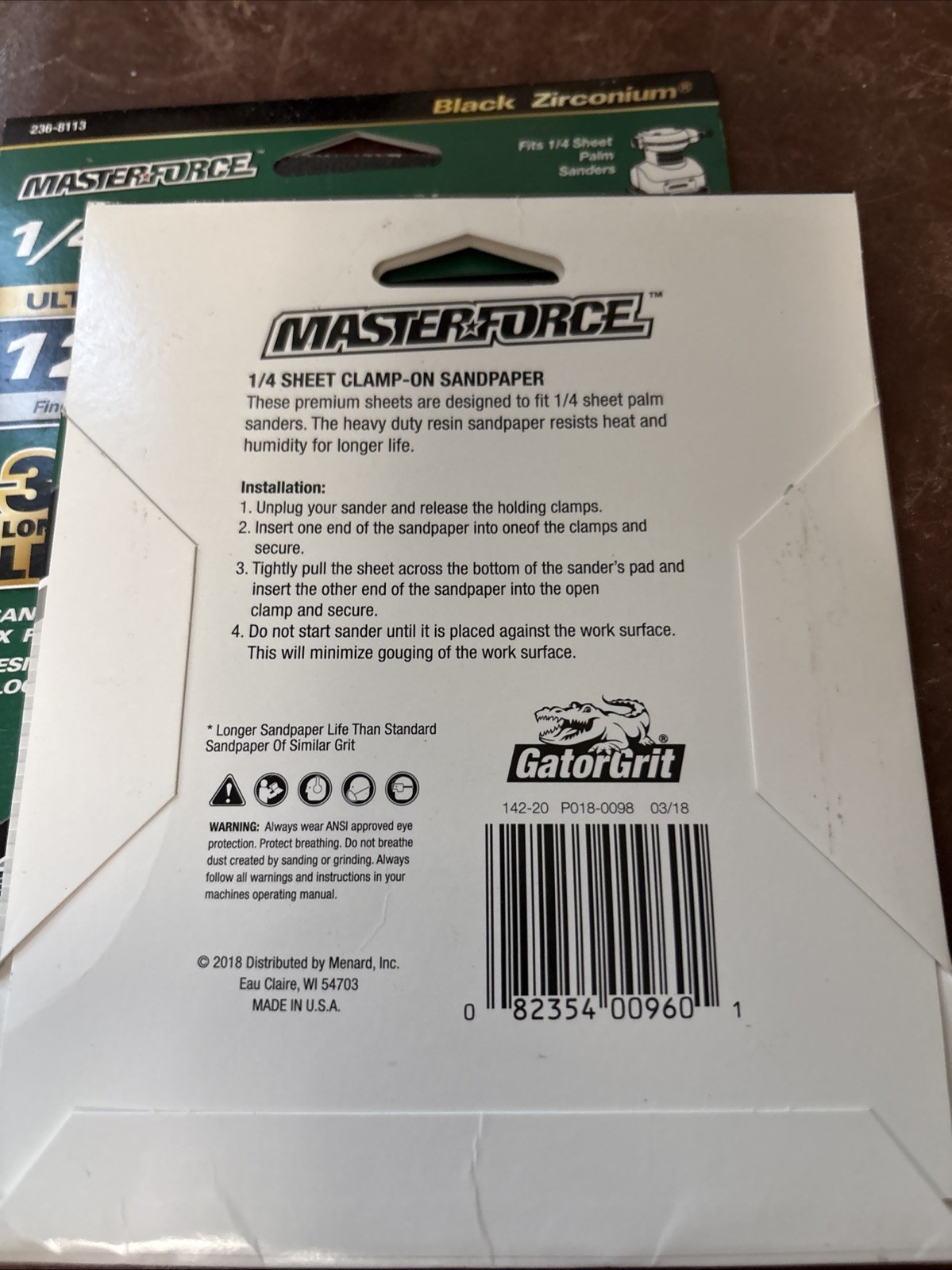 Master Force 1/4 Sheet Clamp On Sand Paper 220 Extra Fine Grit 8 Sheets