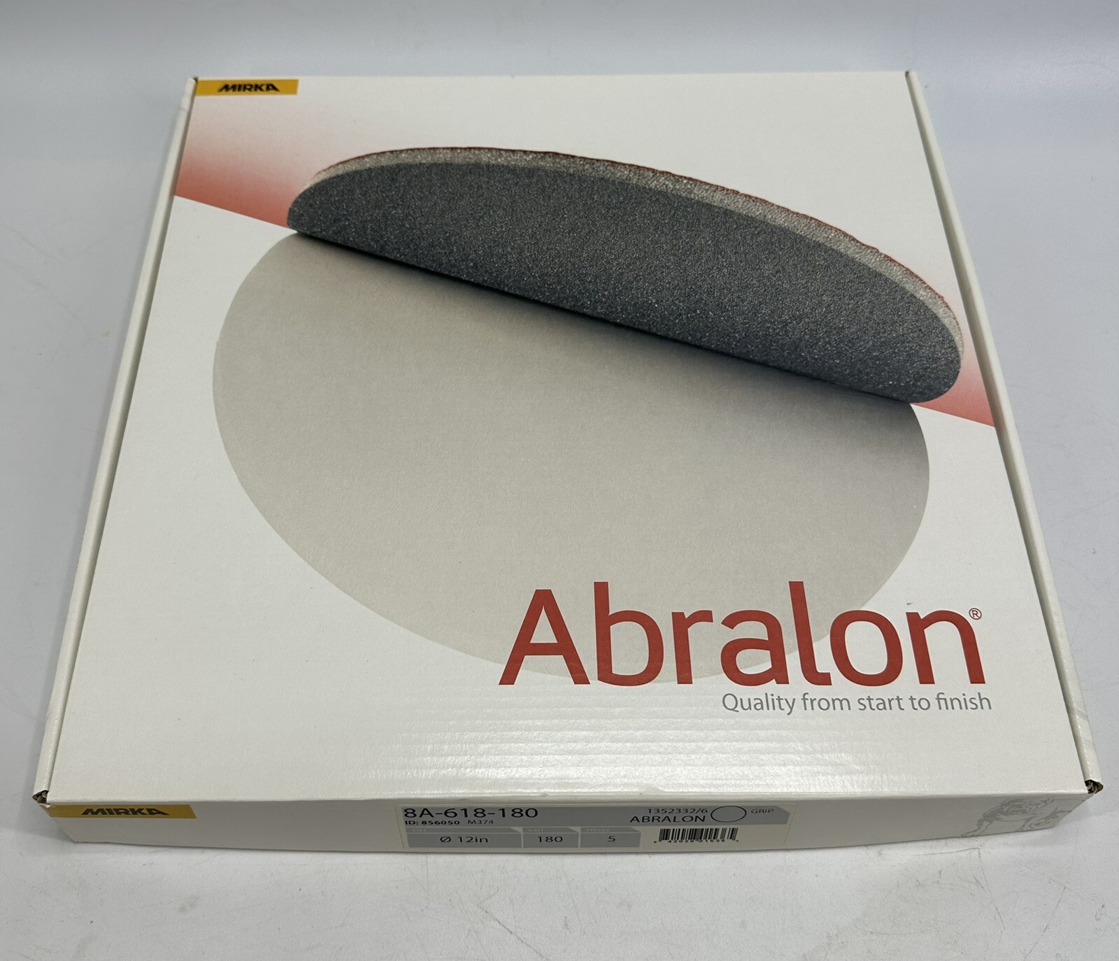 New Box of 5 MIRKA Abralon 12″ Foam Polishing Grip Discs ~ 8A-618-180 ~ (5454)