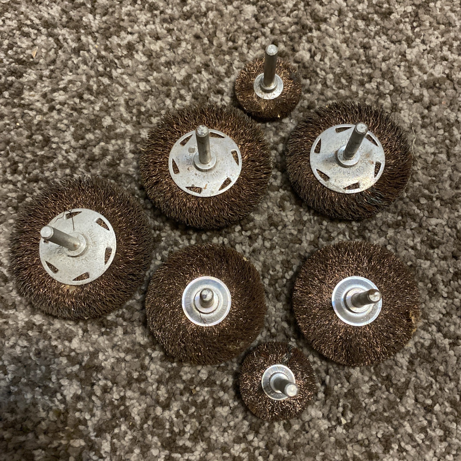 VTG FULLER TOOL CO – Lot of 7 Wire Wheel Brush Bits Cup – Varied Sizes -RARE