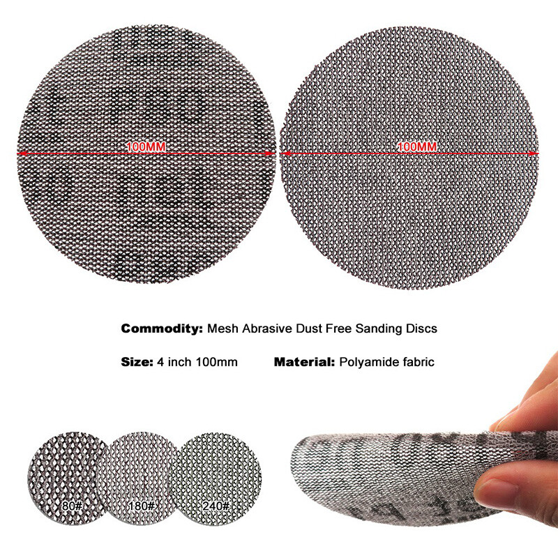 100mm 4 Inch Sanding Disc Mesh Dry Abrasive Sandpaper Dust-Free Grid 80-240 Grit