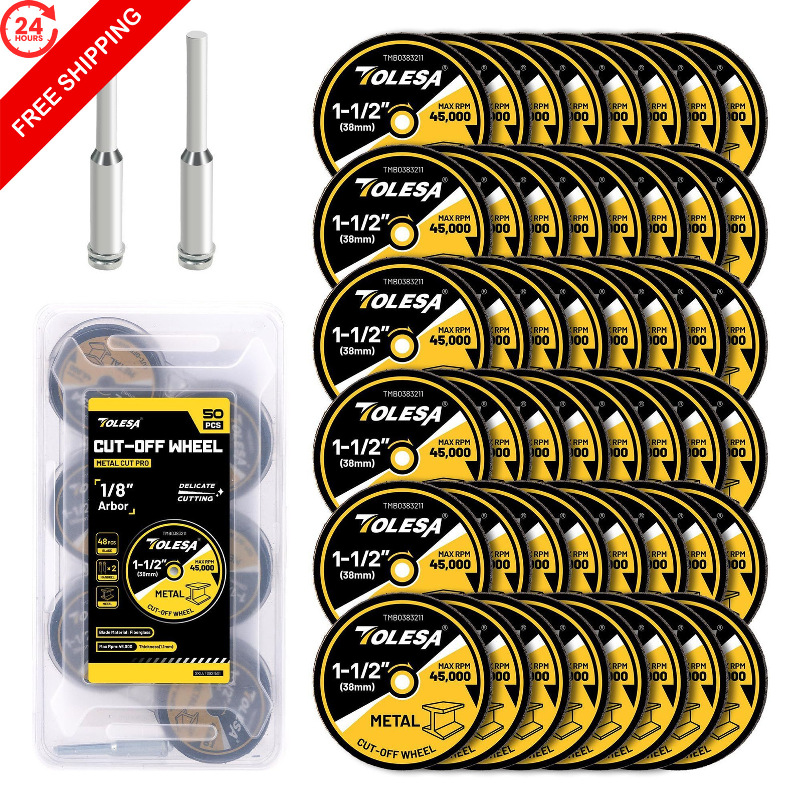 1-1/2 Cut Off Wheels 50 Pack, 1.5″ x 1/8″ Fiberglass Reinforced 1.5 inches