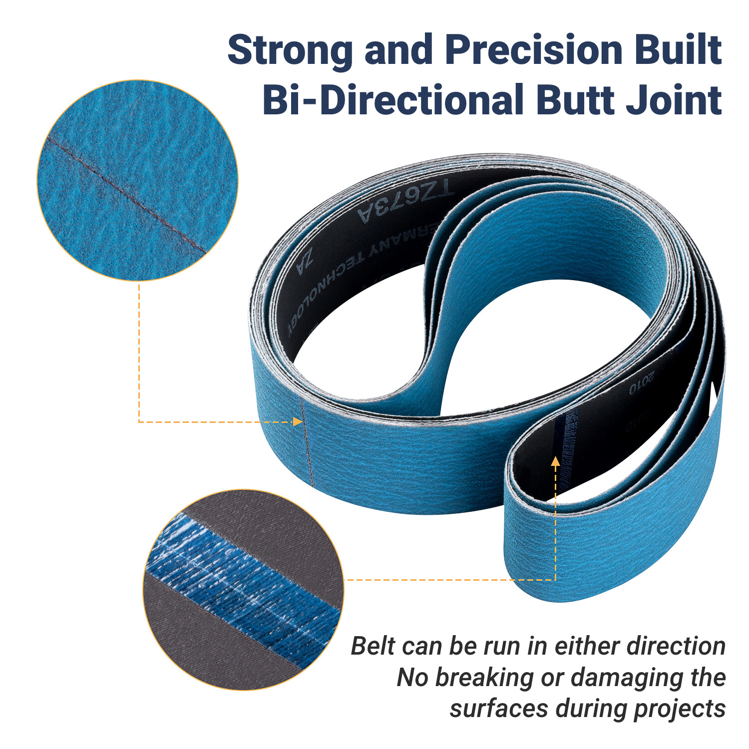 3PCS 2×42 in Blue Zirconia Abrasive Sanding Belts 60 Grit Sander Belts for Metal
