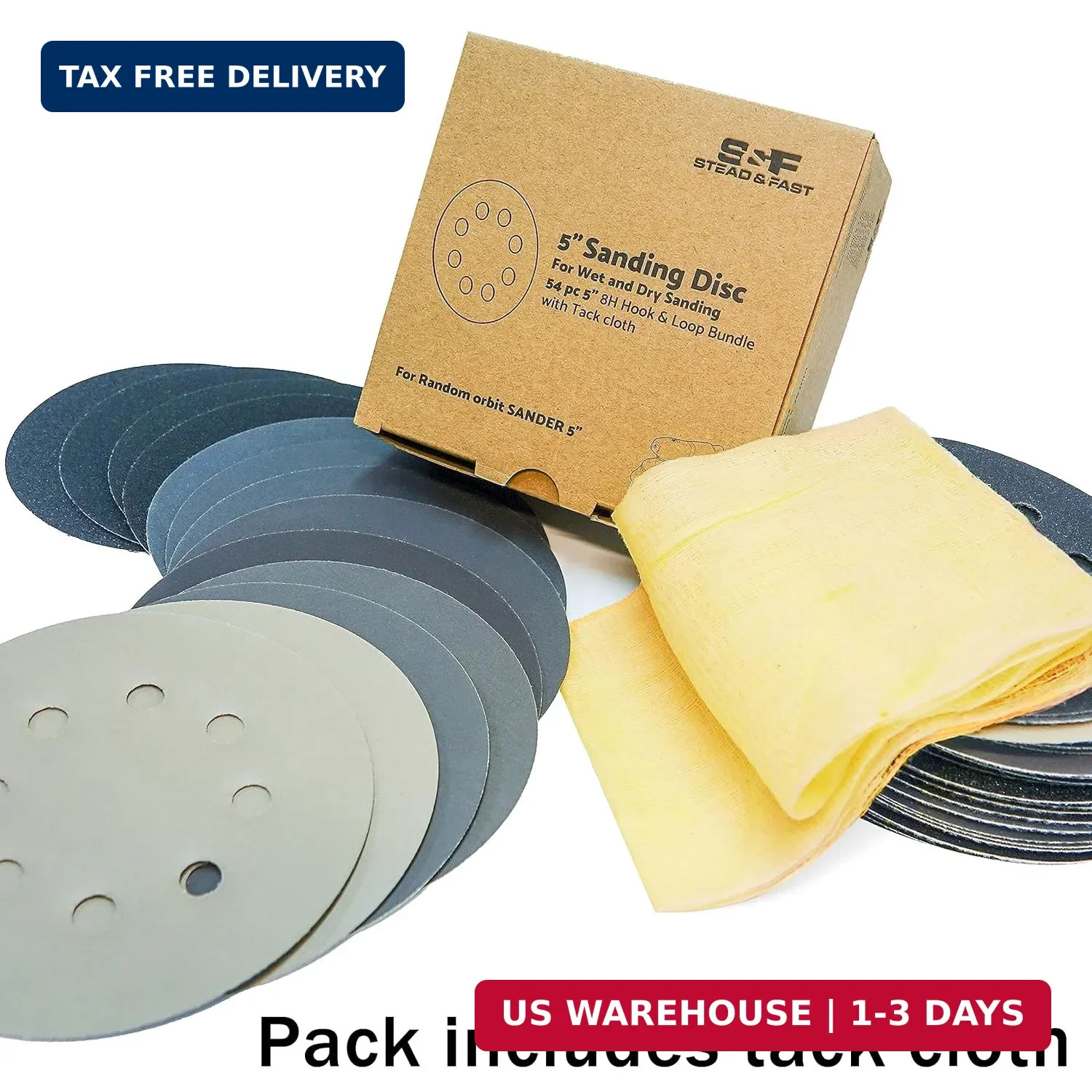 5 inch Wet Dry Sanding Discs Hook & Loop 54 pcs | 80 120 180 22