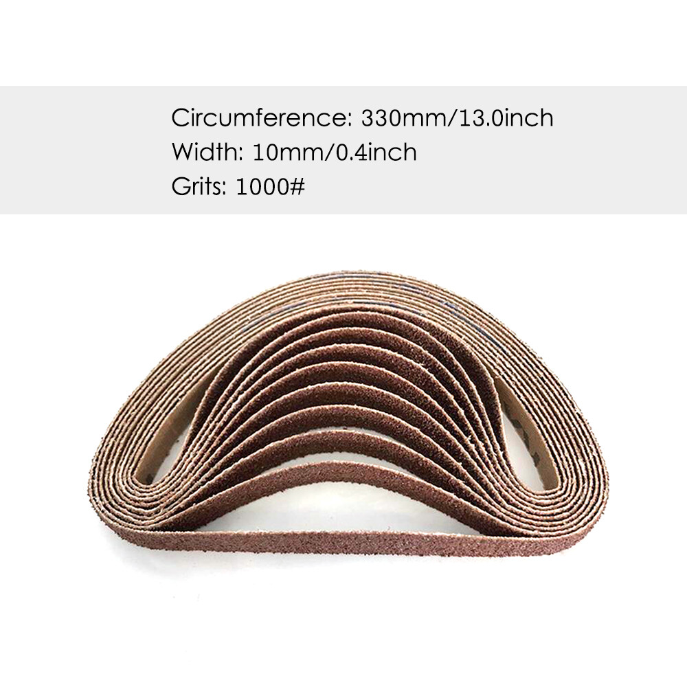 10pcs 10x330mm Abrasive Sanding Belts 1000 Grit Sanding Grinding Polishing Y9C6
