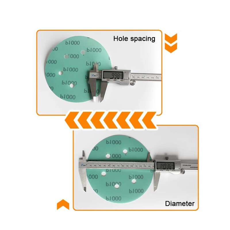 150mm Wet & Dry Sanding Discs 6 Inch Sandpaper Film Pads Green 6 Hole 1000 Grit