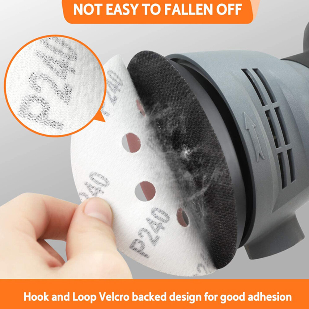 100PCS 100 Grit 5″ Sanding Discs Hook Loop 8 Hole Sandpaper Orbital Sander Paper