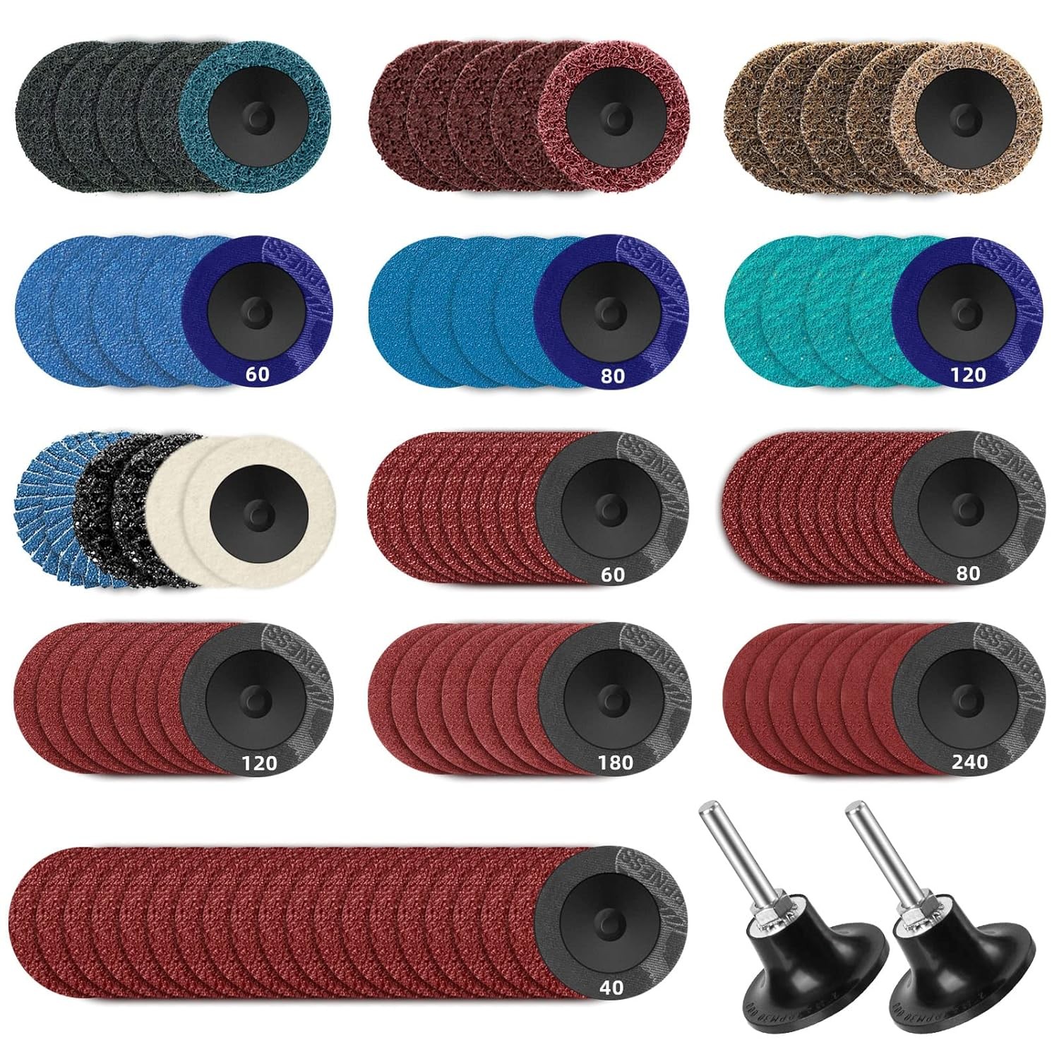 Sanding Discs Set 2 inch Quick Change Disc with 1/4 inch Holder Surface