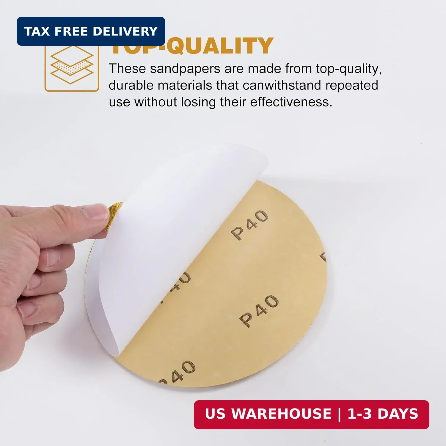 50 PCS 6 Inch PSA Sanding Discs 40 Grit Self Adhesive Sticky-Back Sandpaper for