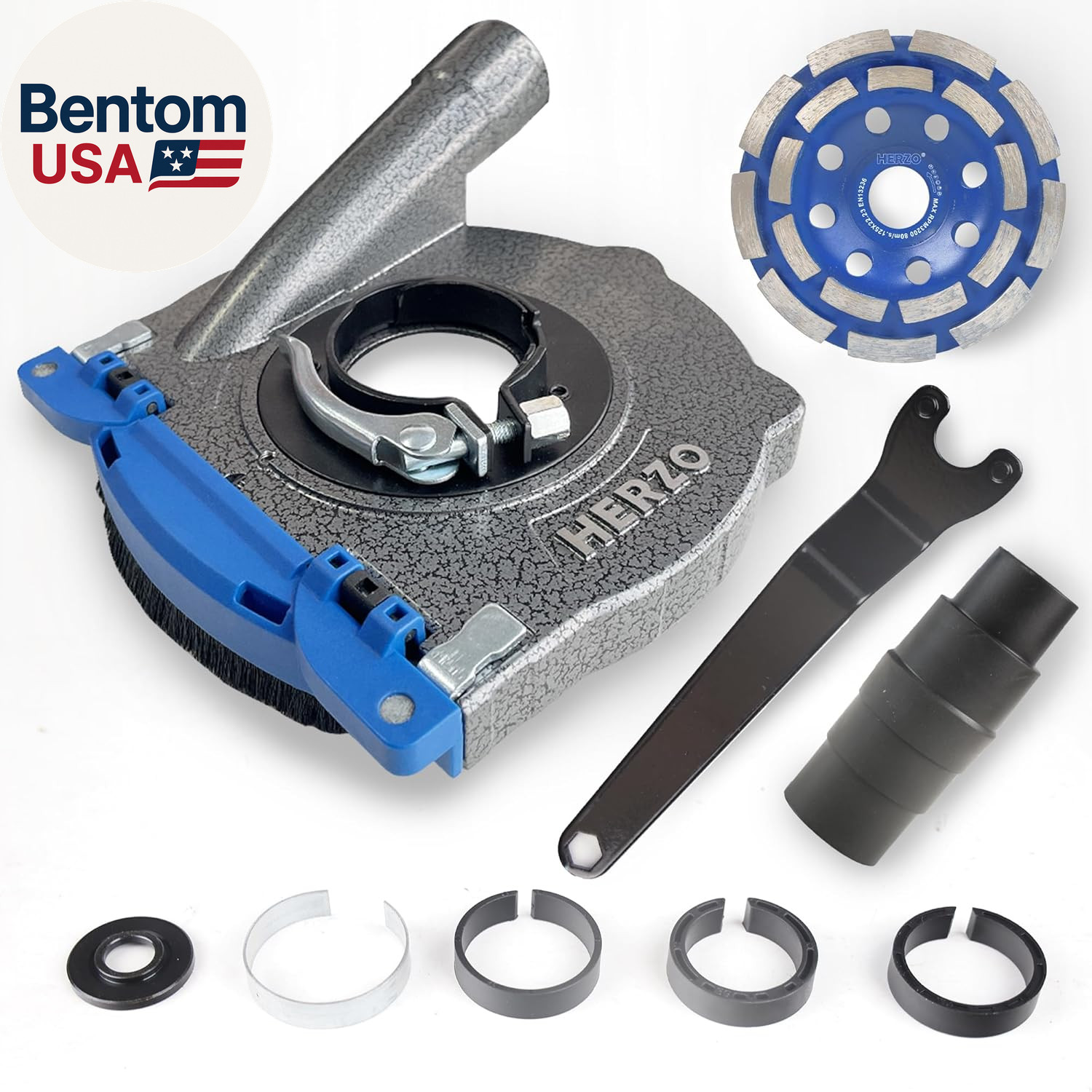 Aluminum Dust Shroud for Angle Grinder 4.5 Inch and 5 Inch, Includes 5Inch Diamo