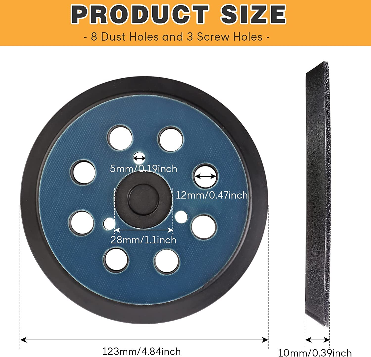 2PACK 5″Orbital Sander Replacement Pads Hook Loop for Dewalt/Makita/Porter Cable