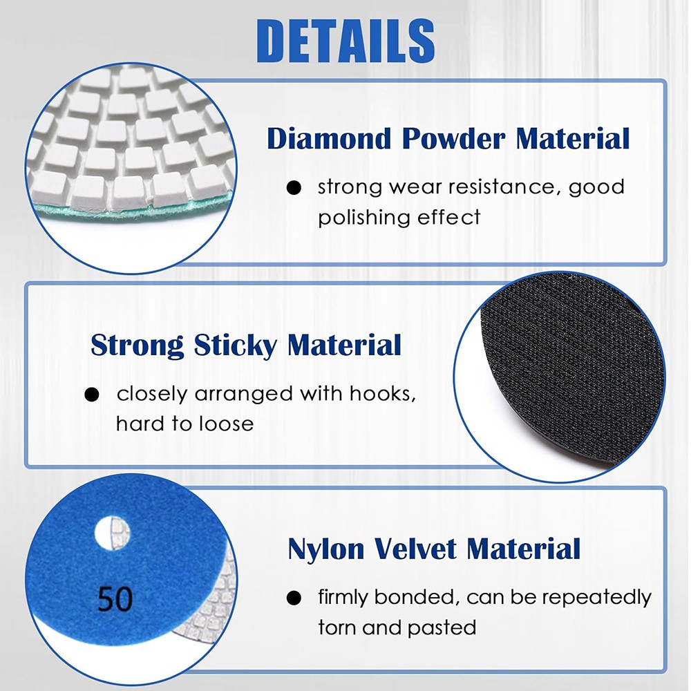4 Inch Wet Dry Diamond Polishing Sanding Pads Discs Concrete Granite Glass Stone