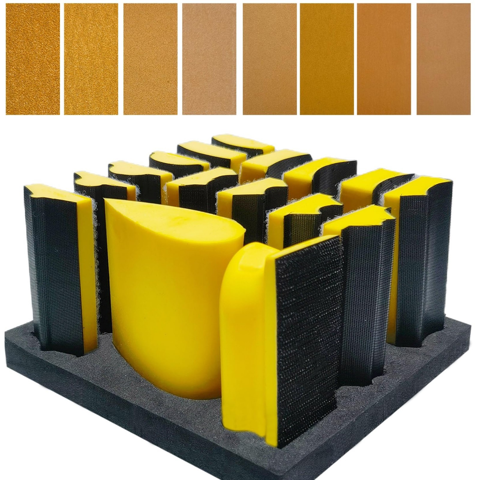 56 PCS Hand Sanding Block Set – 16 Contoured Profile Sanders + 40 Sandpaper Shee