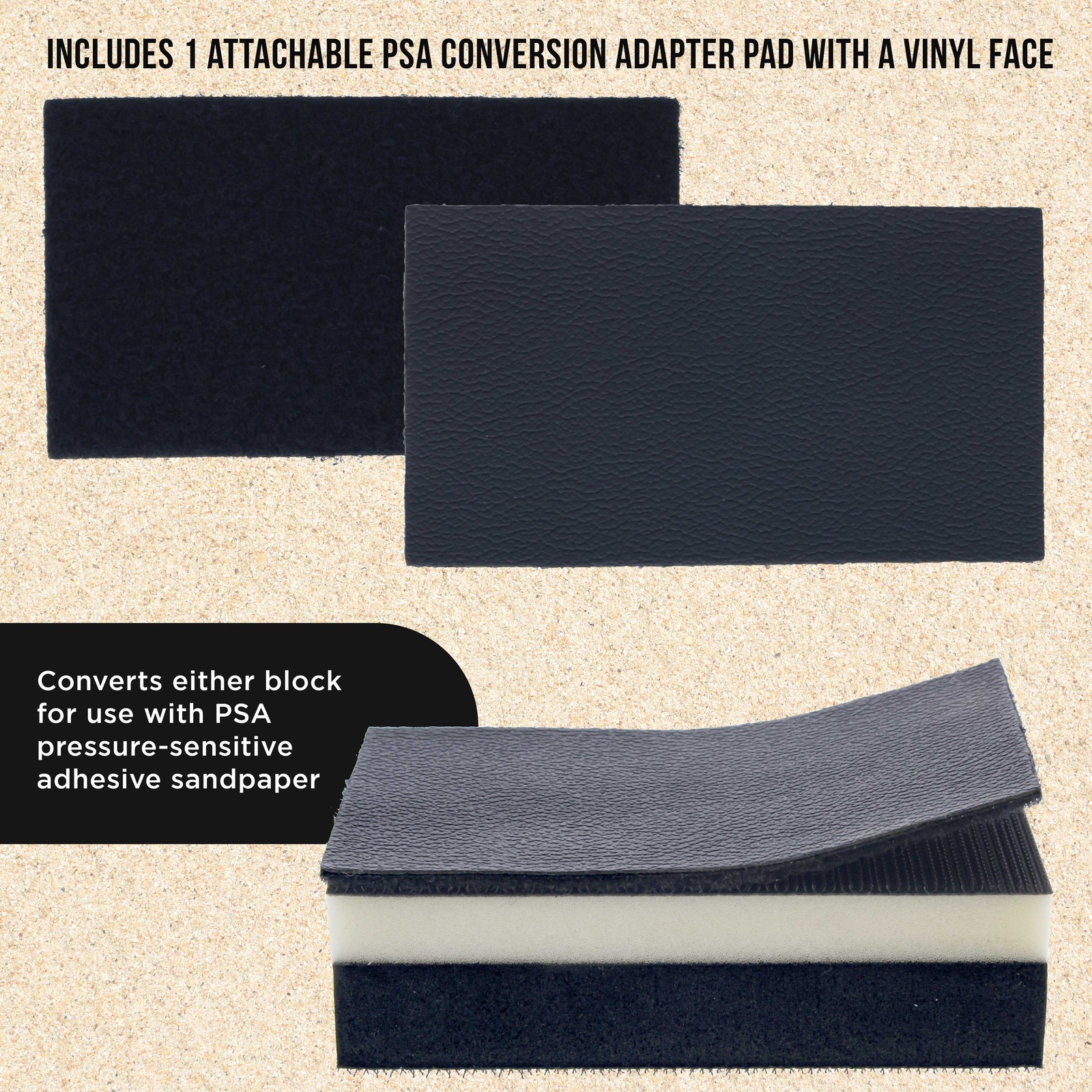 2 Rectangle 5″ Dual Density 2 Sided EVA Hand Sanding Blocks, Hook & Loop, PSA
