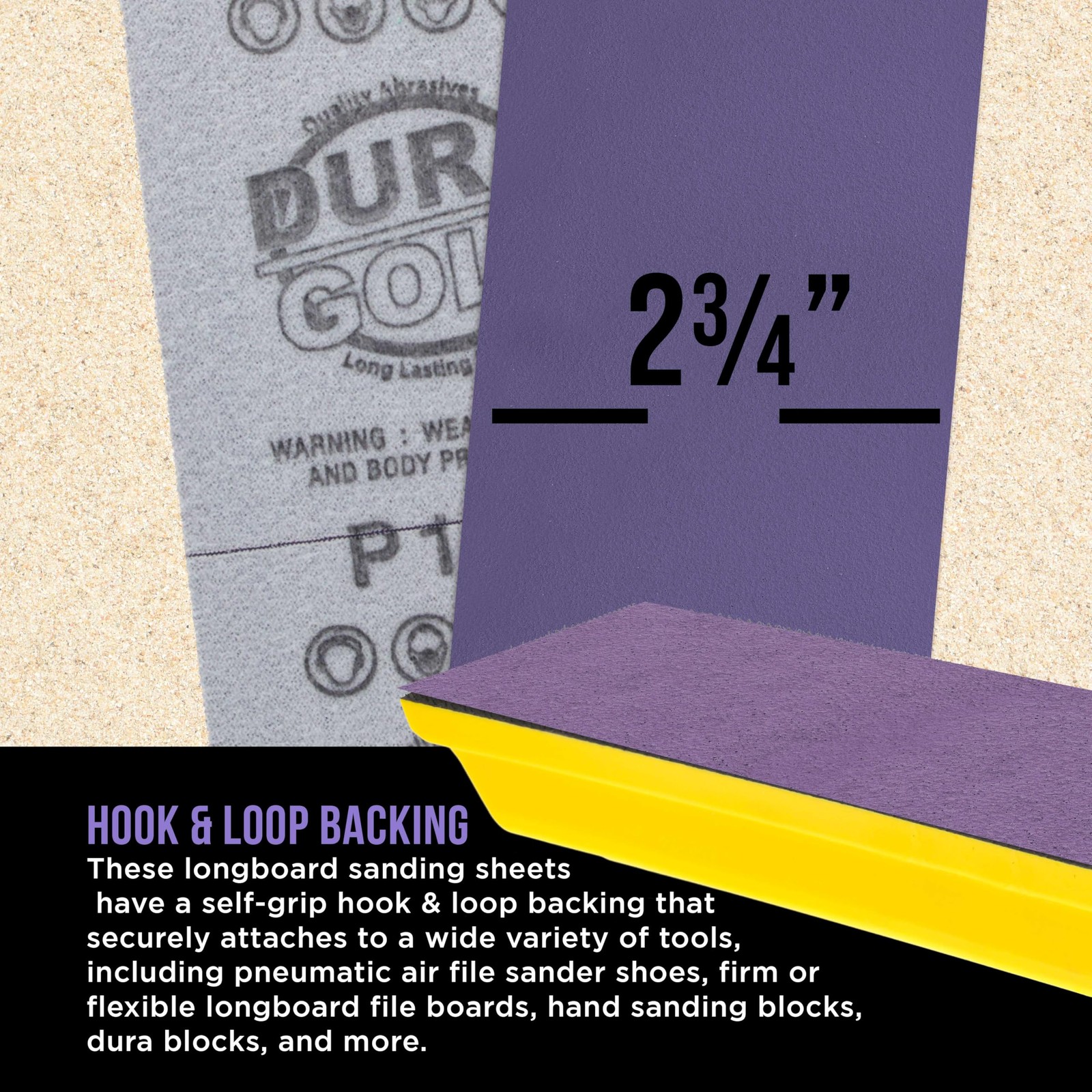 Premium 180 Grit Purple Film Ceramic Longboard Sandpaper, 2-3/4″ Wide Continu…