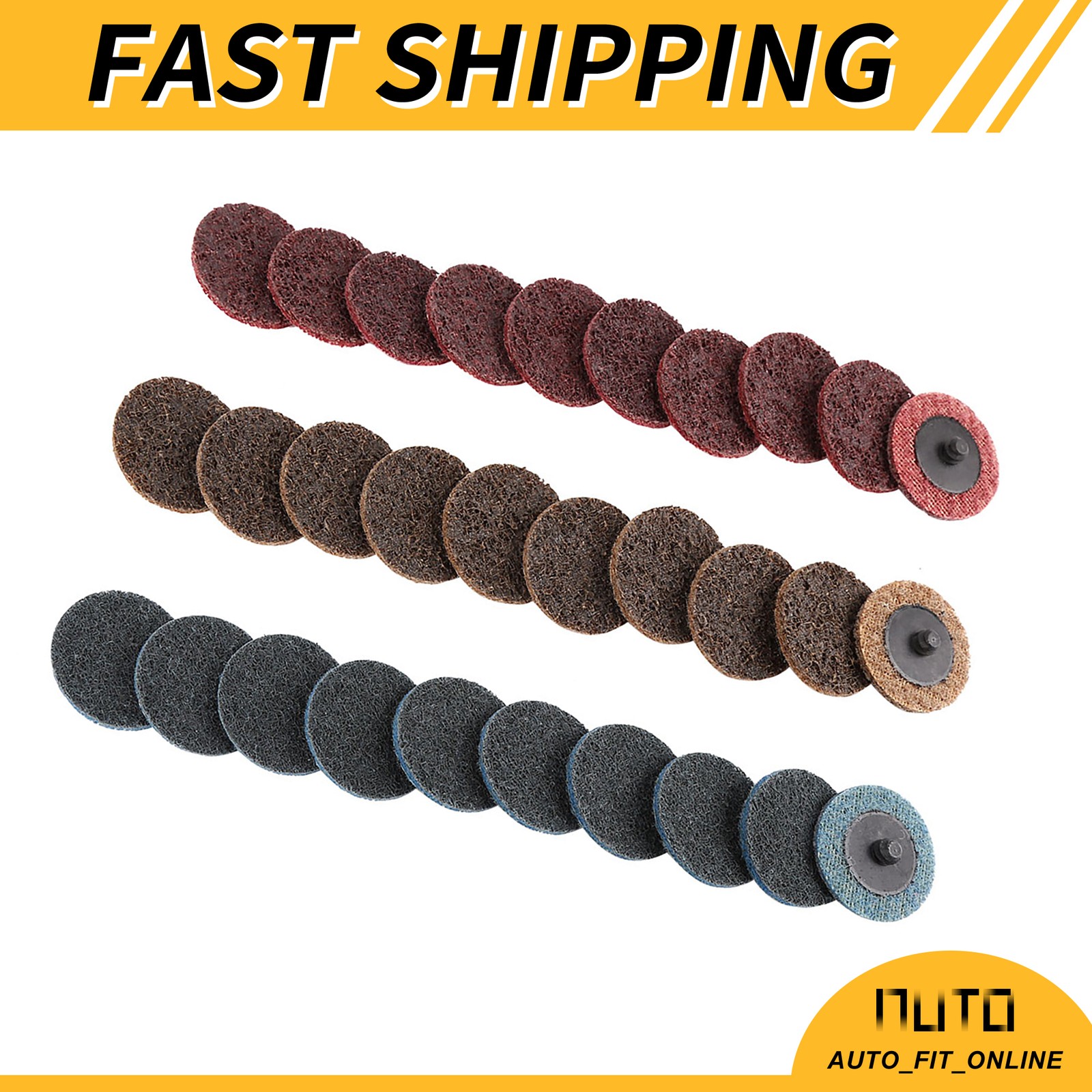 30 Pcs 2″ Coarse Medium Fine Grit Scour Sanding Discs Nylon Lock Surface for Car