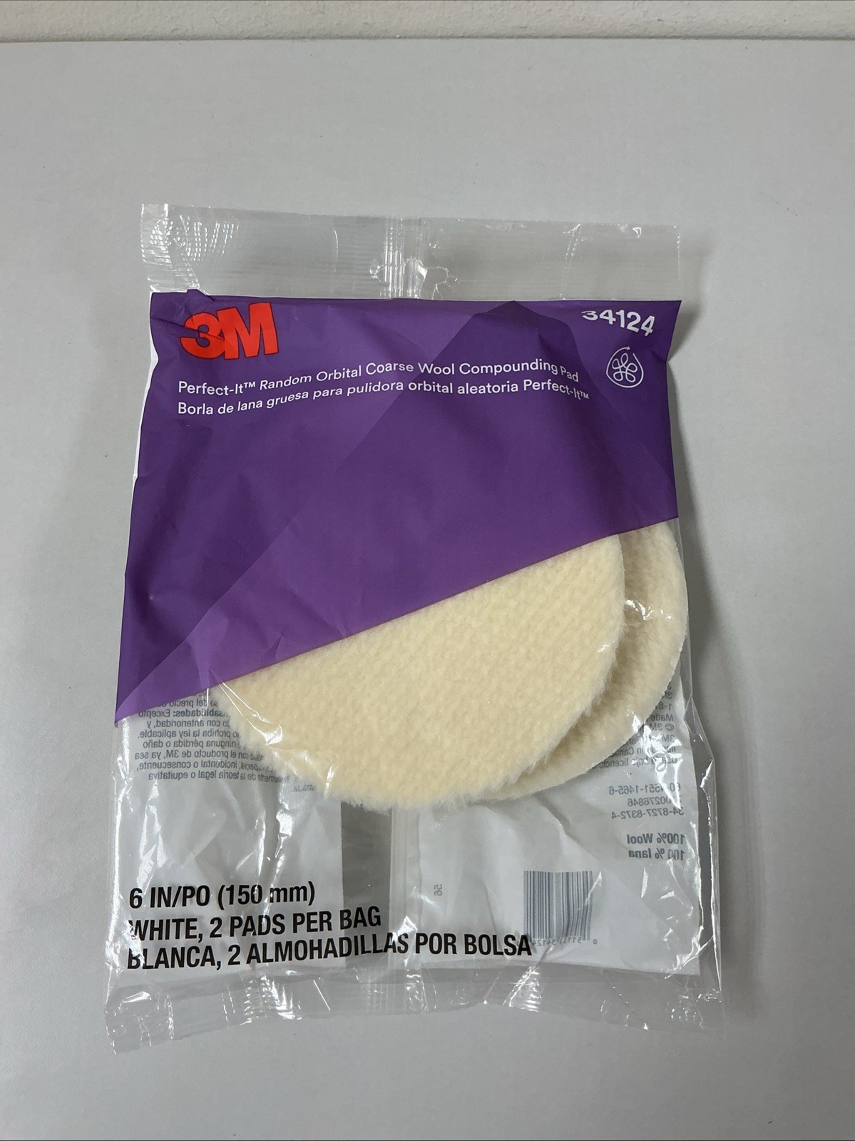 3M Perfect-It Random Orbital Coarse Wool Compounding Pads 6 Inch 2 Pads G127