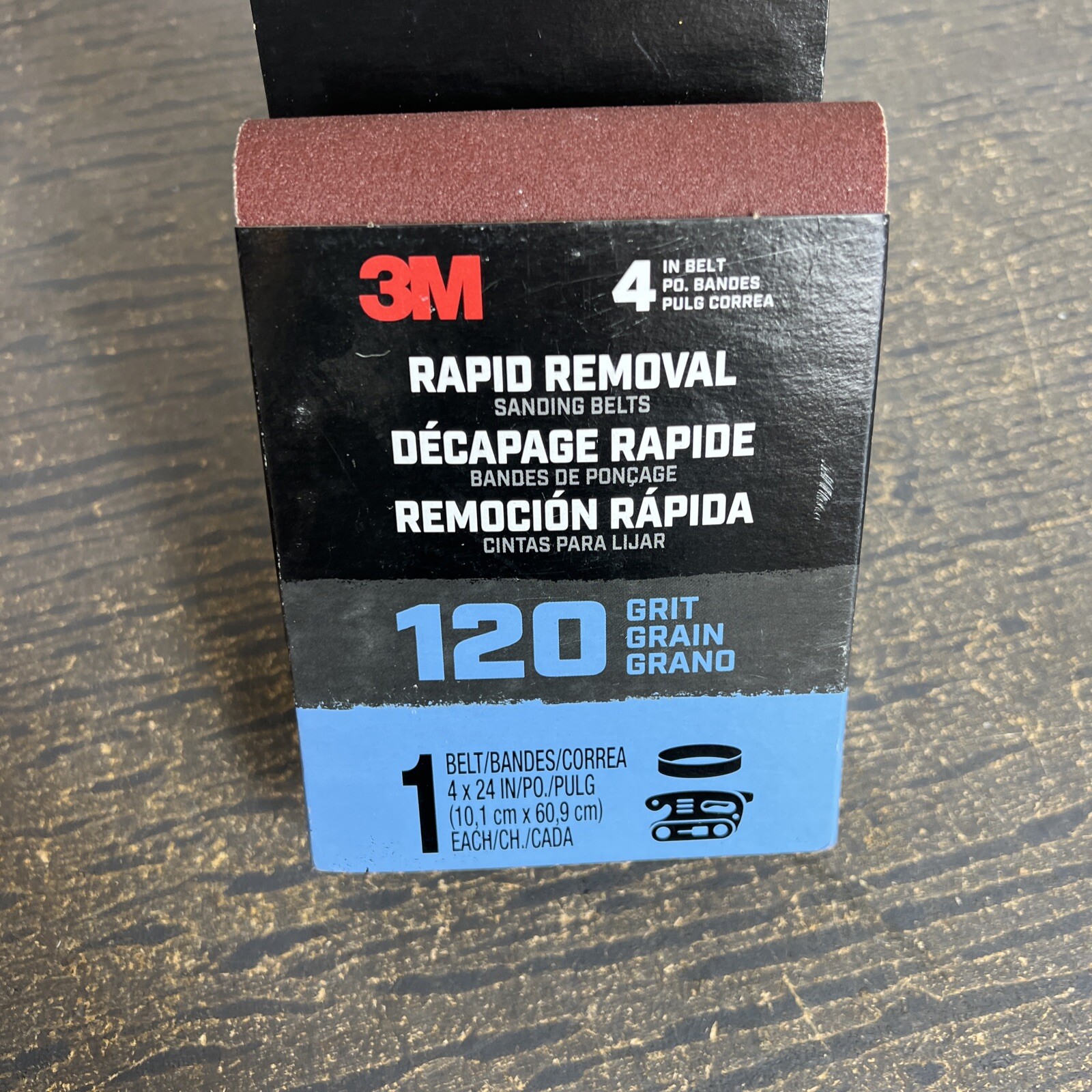 3M BELT 4X24 1PK 120 Rapid Removal Sanding Belt, 120 Grit