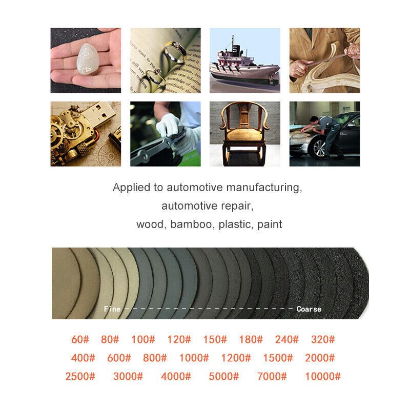50mm Wet or Dry Sanding Discs 2in Sandpaper Hook & Loop No Hole 60-10000 GRIT