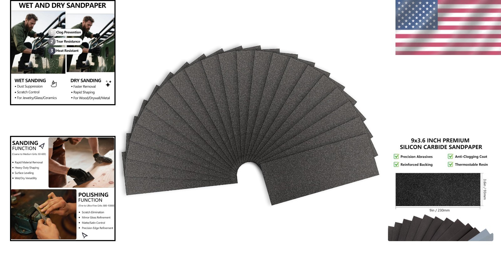 Professional-Grade 120 Grit Sandpaper for Wood, Metal & Automotive Finishing