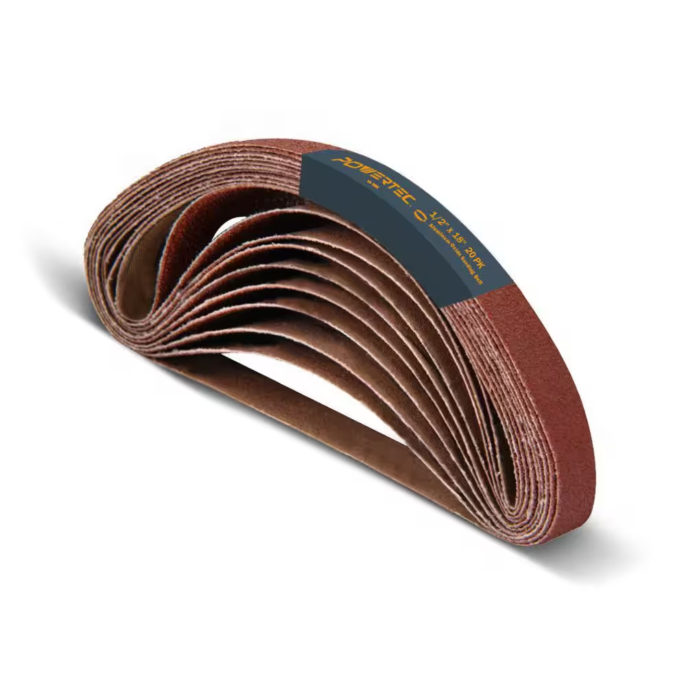 1/2 In. X 18 In. 40-Grit Aluminum Oxide Sanding Belt Sandpaper (20-Pack)
