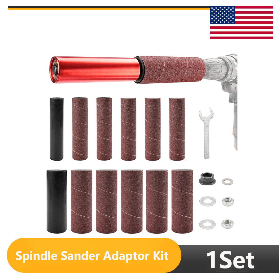 Spindle Sander Adaptor Kit Drum Sander for Drill, Handheld Rubber Sanding Drums