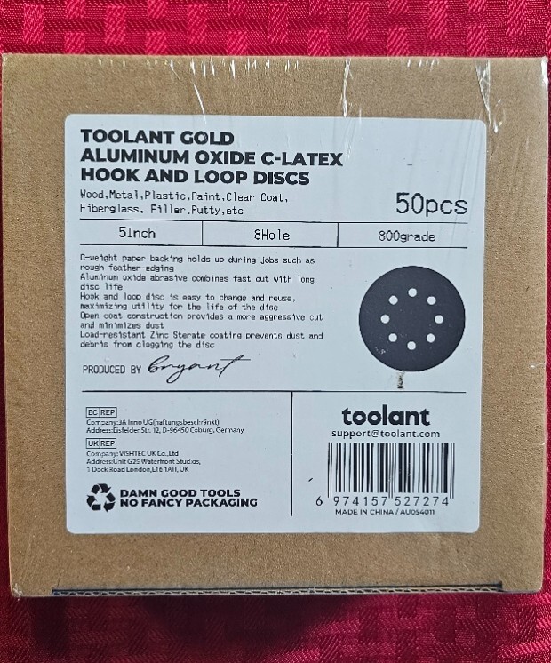 LOT OF 2** TOOLANT GOLD ALUMINUM OXIDE C-LATEX HOOK AND LOOP DISCS 800 GRIT
