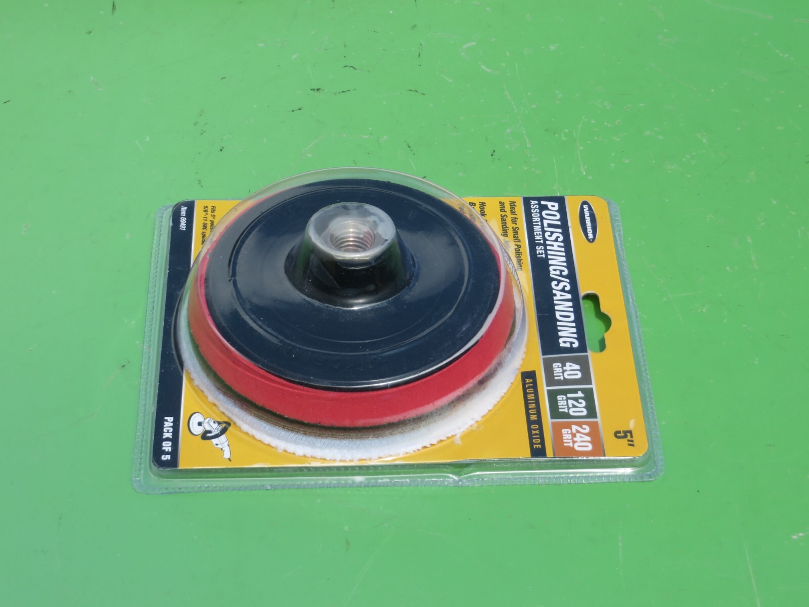 WARRIOR 5″ POLISHING SANDING DISC ASSORTMENT SET PACK OF 5 69491 5/8″ – 11 UNC