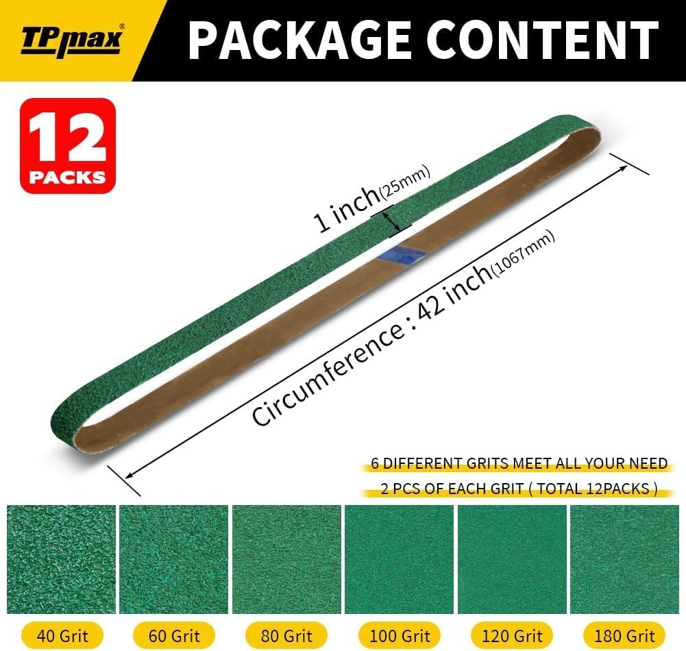Bi-Directional Zirconia Sanding Belts 1×42 Inch – Complete Kit for Sharpening