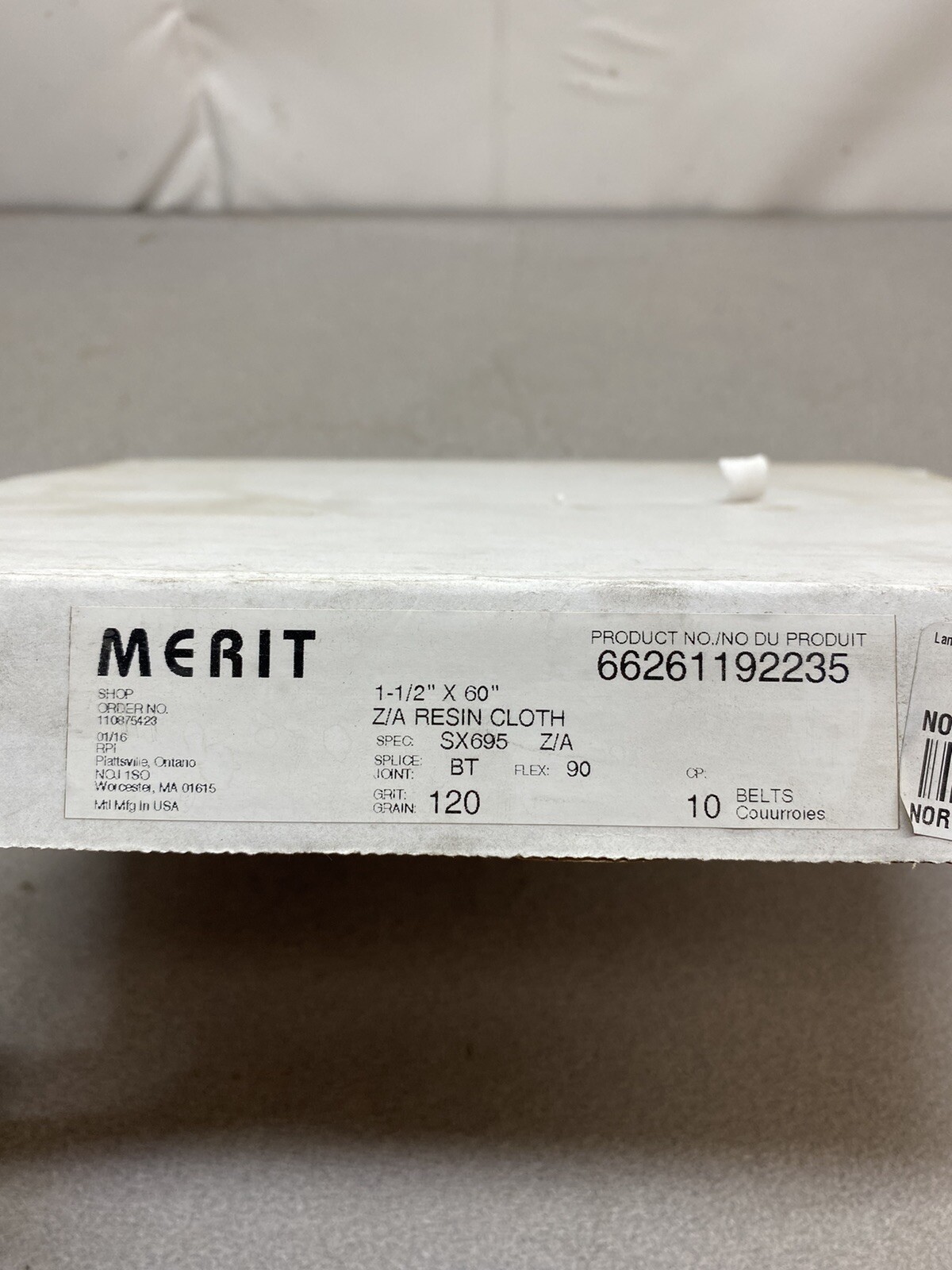 Norton Merit SX695 1-1/2″ x 60″ Abrasive Sanding Belt 120 Grit 10 Pack