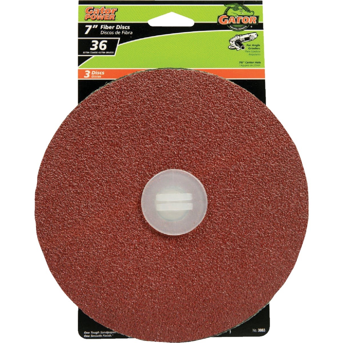 Gator Blade 7 In. 36 Grit Fiber Disc (3-Pack) 3083 Gator Blade 3083 082354030834
