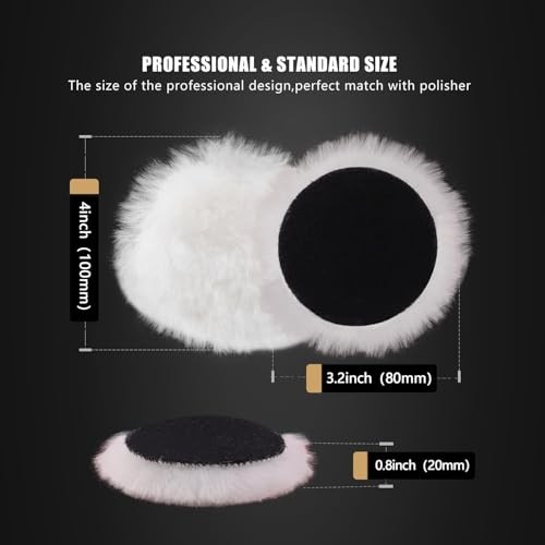 Wool Buffing Polishing Pad, 3 Inch (75mm) Lambwool Wool Buffing 80mm Sets