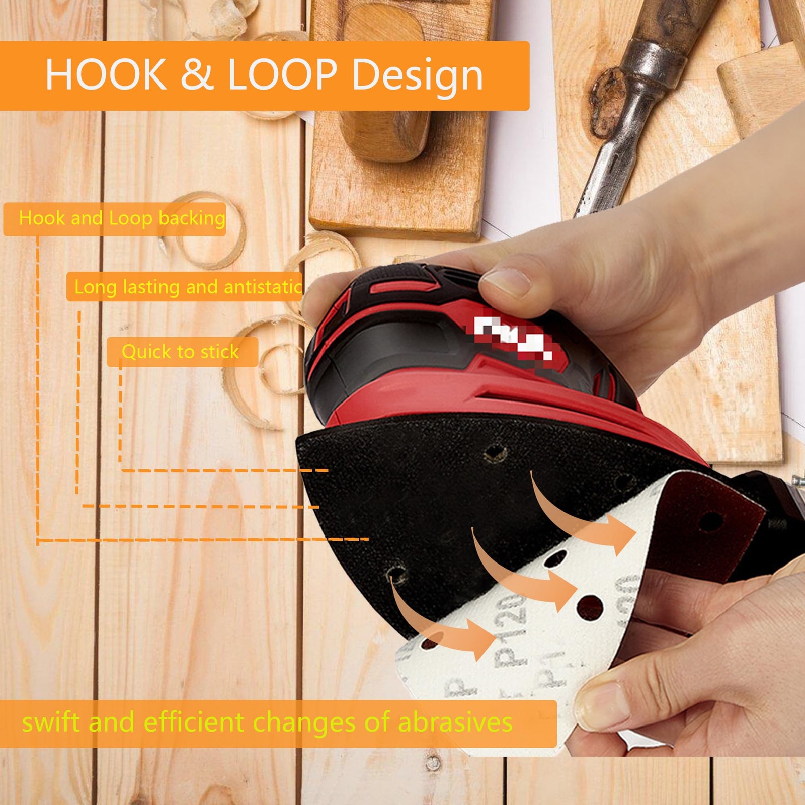 Mouse Detail Sanding Interface Pad 3 PCS 140x90mm 5 Holes Foam Backing